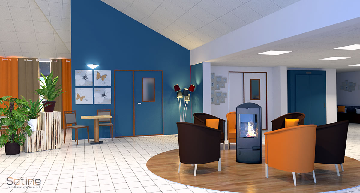Rénovation EHPAD de Barneville - Hall d'accueil - salon
